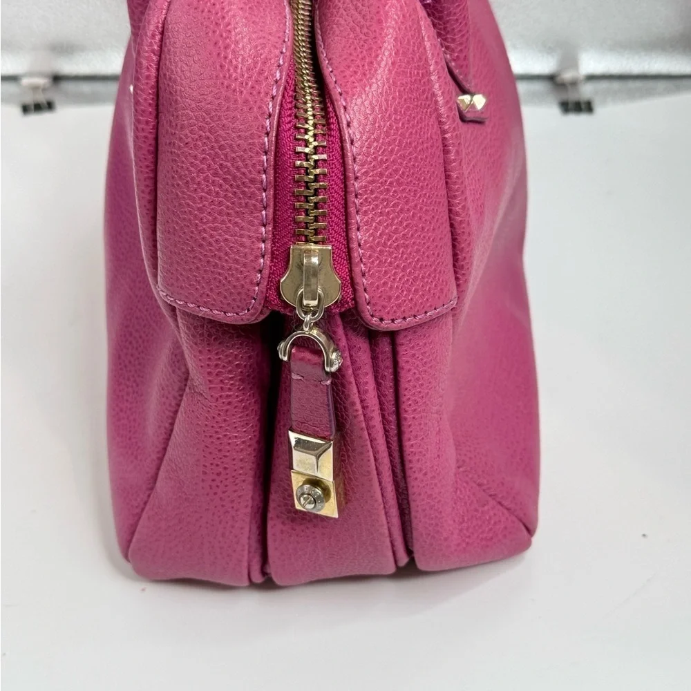 Henri Bendel New York pebbled leather satchel purse in a magenta/pink